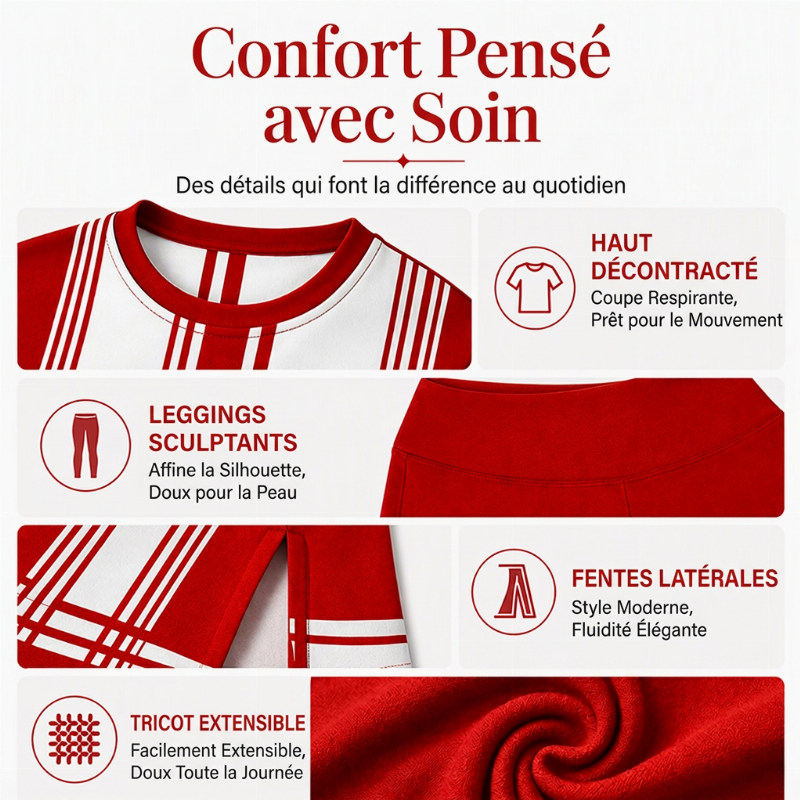 Ensemble femme : haut à manches longues imprimé + legging