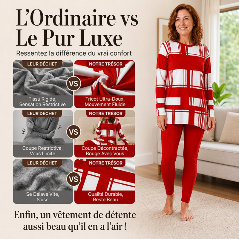 Ensemble femme : haut à manches longues imprimé + legging