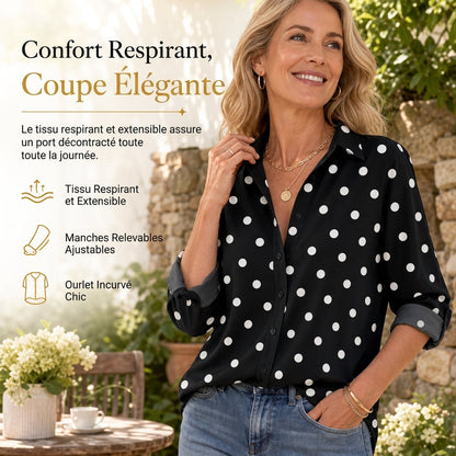 Blouse femme élégante et décontractée à manches longues et boutonnage