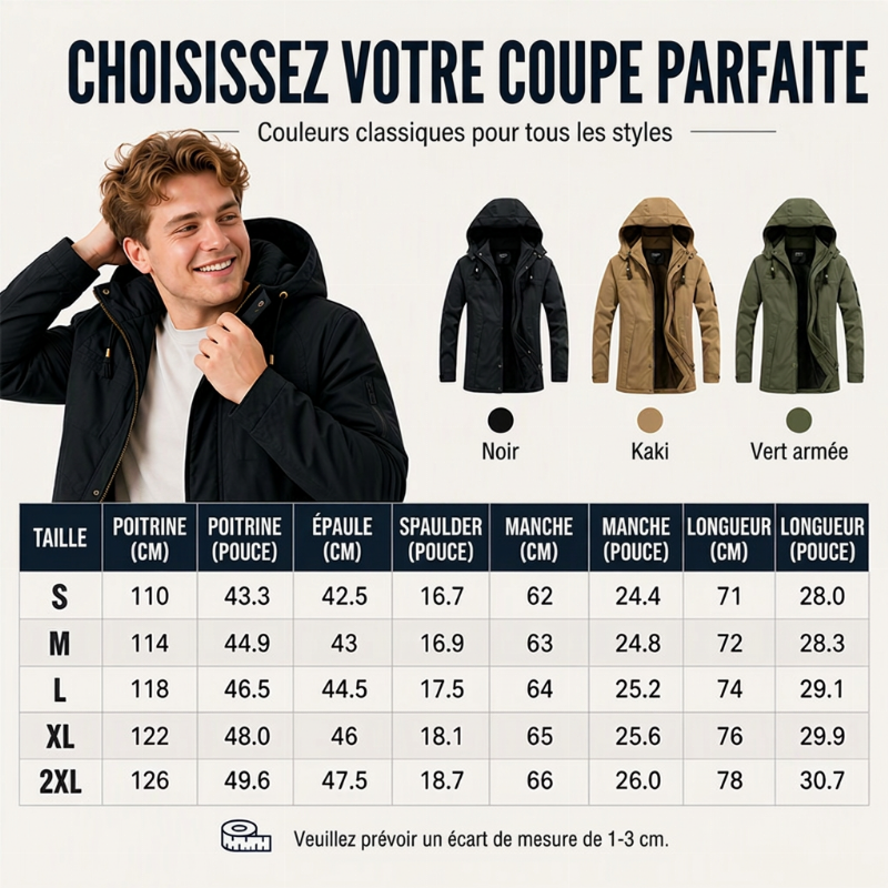Veste utilitaire à capuche et doublure pelucheuse pour homme