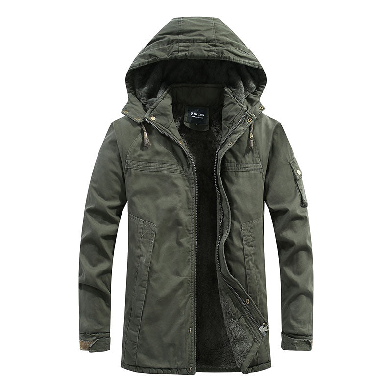 Veste utilitaire à capuche et doublure pelucheuse pour homme