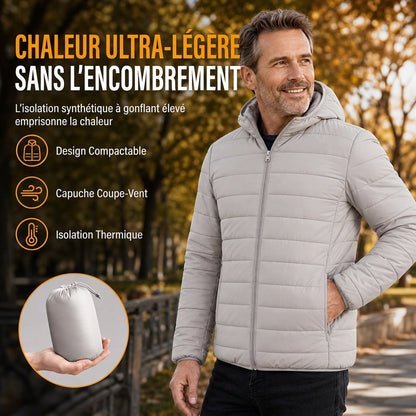 Manteau d'hiver court décontracté en coton matelassé à capuche et léger pour homme, grande taille