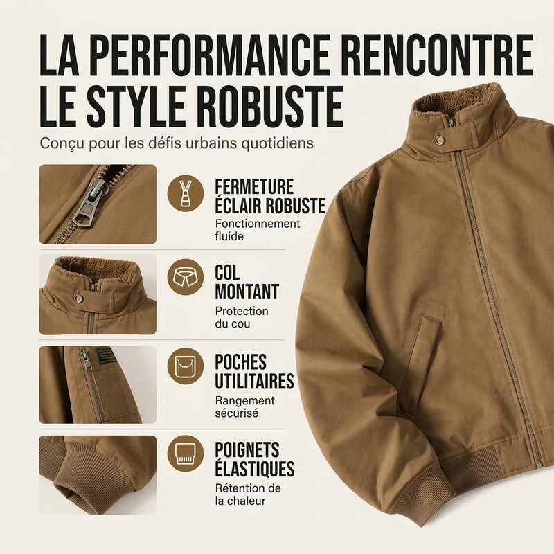 Blouson bomber homme ample doublé de peluche