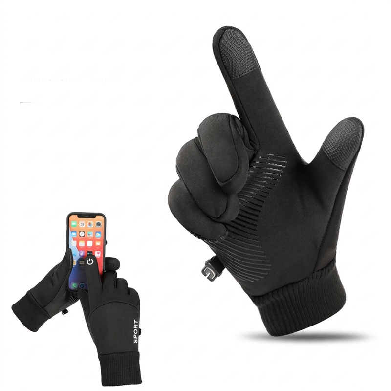 Gants doublés chauds et coupe-vent pour homme, avec bouts des doigts compatibles avec écran tactile