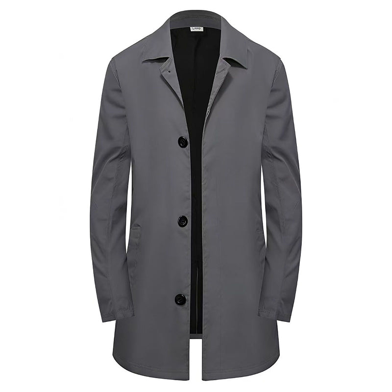 Manteau mi-long minimaliste pour homme à boutonnage simple