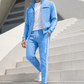 Ensemble veste à fermeture éclair complète et pantalon à imprimé géométrique pour homme