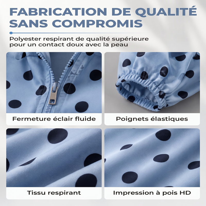 Veste décontractée à pois avec fermeture éclair pour femme