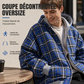 Veste à capuche unisexe réversible à motif tartan et fermeture éclair