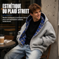 Veste à capuche unisexe réversible à motif tartan et fermeture éclair