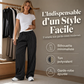 Pantalon femme taille haute jambe droite