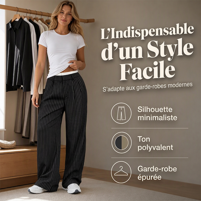 Pantalon femme taille haute jambe droite