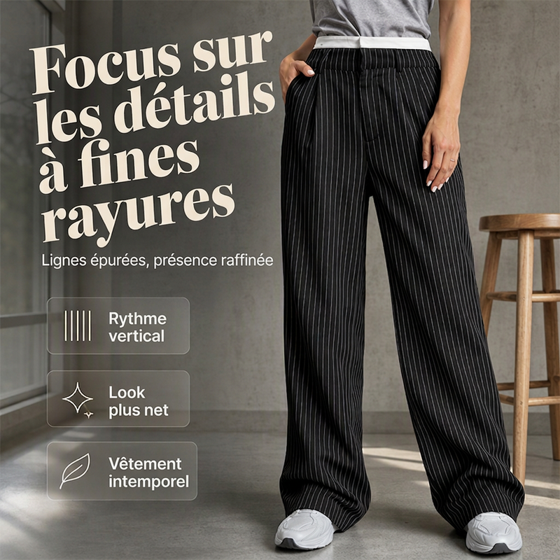 Pantalon femme taille haute jambe droite