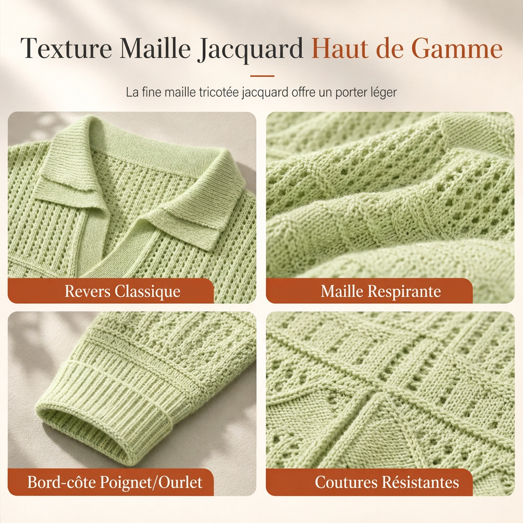 Pull en maille ajouré à col revers pour homme