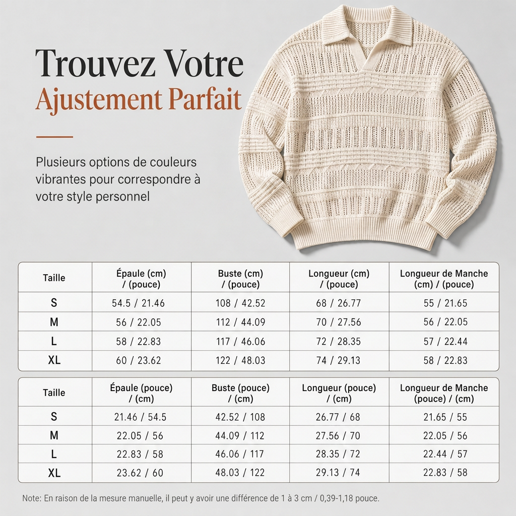 Pull en maille ajouré à col revers pour homme