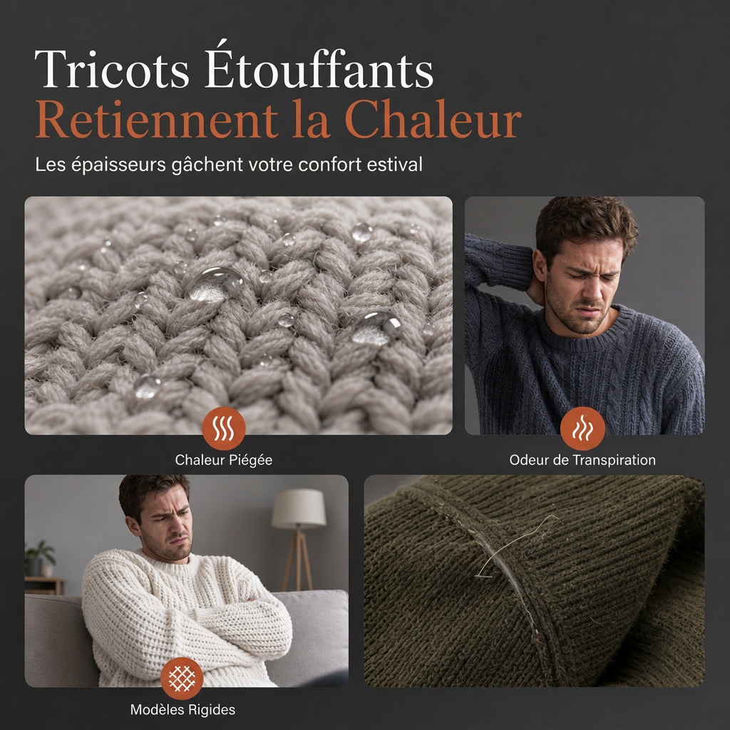 Pull en maille ajouré à col revers pour homme