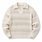 Pull en maille ajouré à col revers pour homme