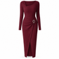 Robe longue en maille texturée unisexe pour femme, col irrégulier, automne-hiver