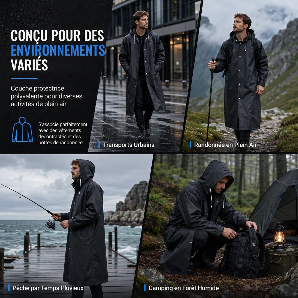 Poncho imperméable long EVA à capuche