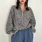 Sweat à col demi-zèbre pour femme à imprimé léopard