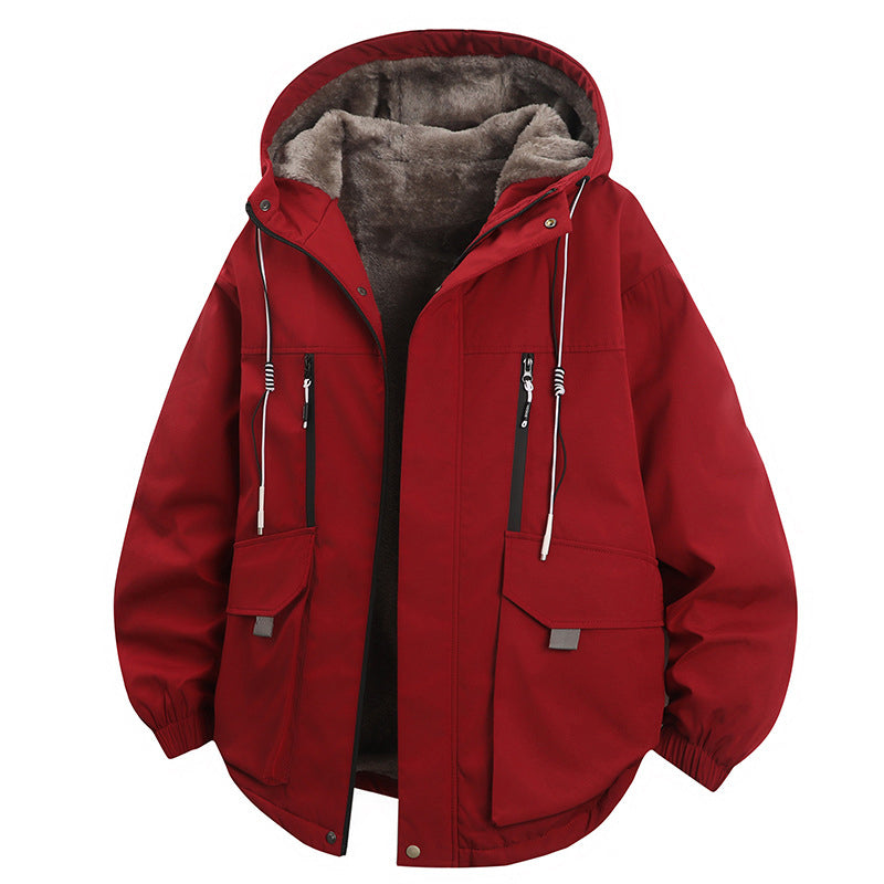 Parka à capuche pour homme, doublure en peluche