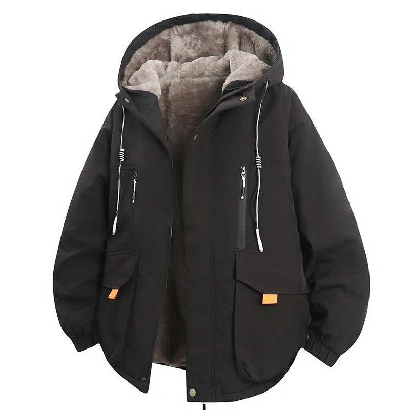 Parka à capuche pour homme, doublure en peluche