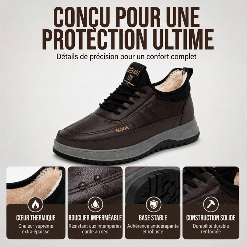 Chaussures pour homme à doublure chaude antidérapantes