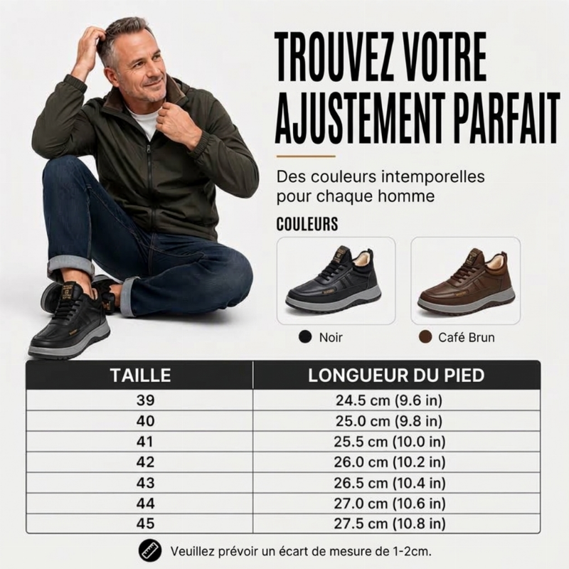 Chaussures pour homme à doublure chaude antidérapantes