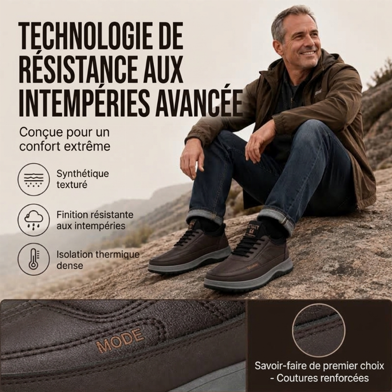 Chaussures pour homme à doublure chaude antidérapantes