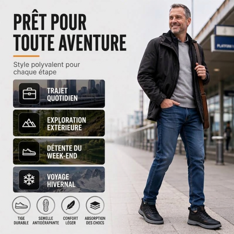 Chaussures pour homme à doublure chaude antidérapantes