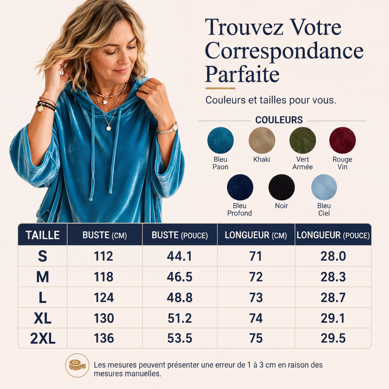 Sweat-shirt à col en V en velours à coupe ample pour femme avec cordon de serrage
