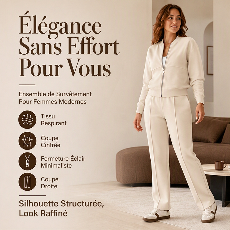Ensemble veste zippée et pantalon droit pour femme