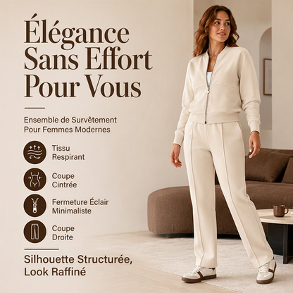 Ensemble veste zippée et pantalon droit pour femme