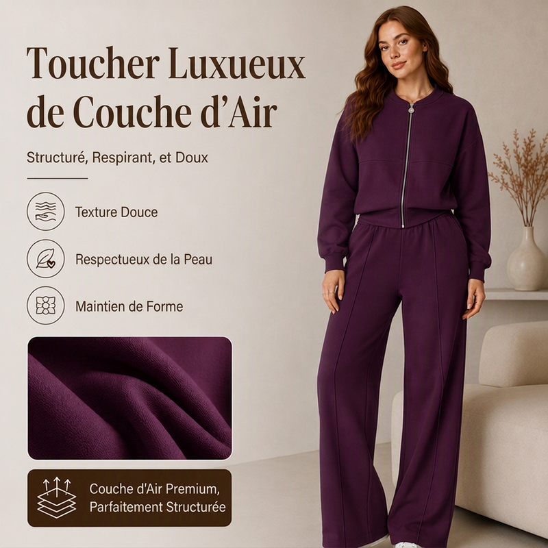 Ensemble veste zippée et pantalon droit pour femme
