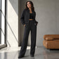 Ensemble veste zippée et pantalon droit pour femme