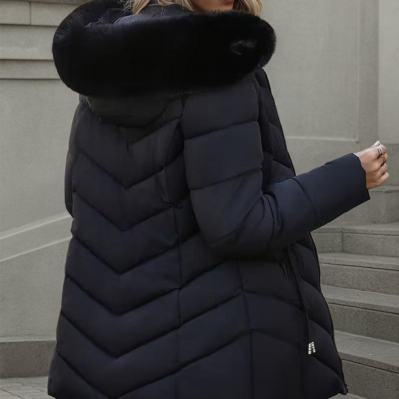 Manteau bouffant à capuche pour femme, coupe slim