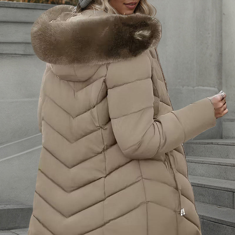 Manteau bouffant à capuche pour femme, coupe slim