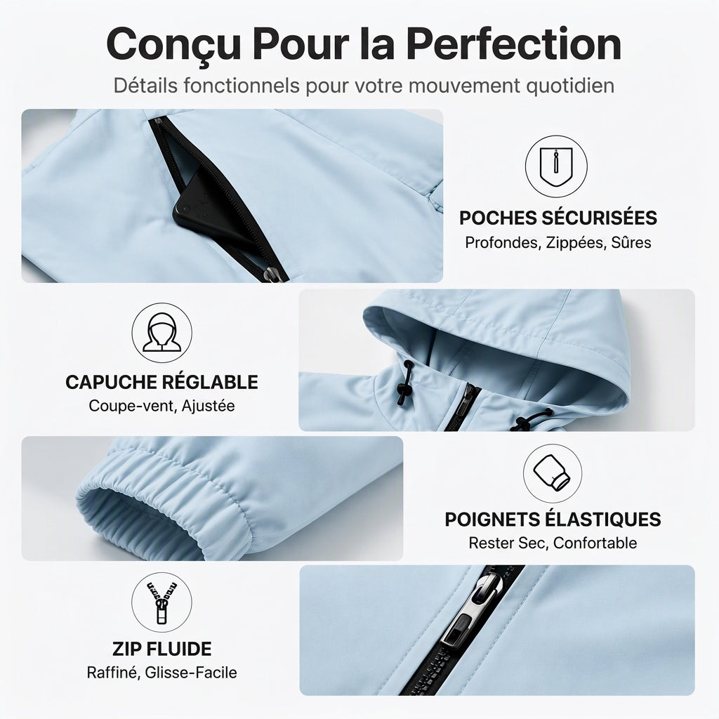 Veste à capuche coupe-vent outdoor pour femmes