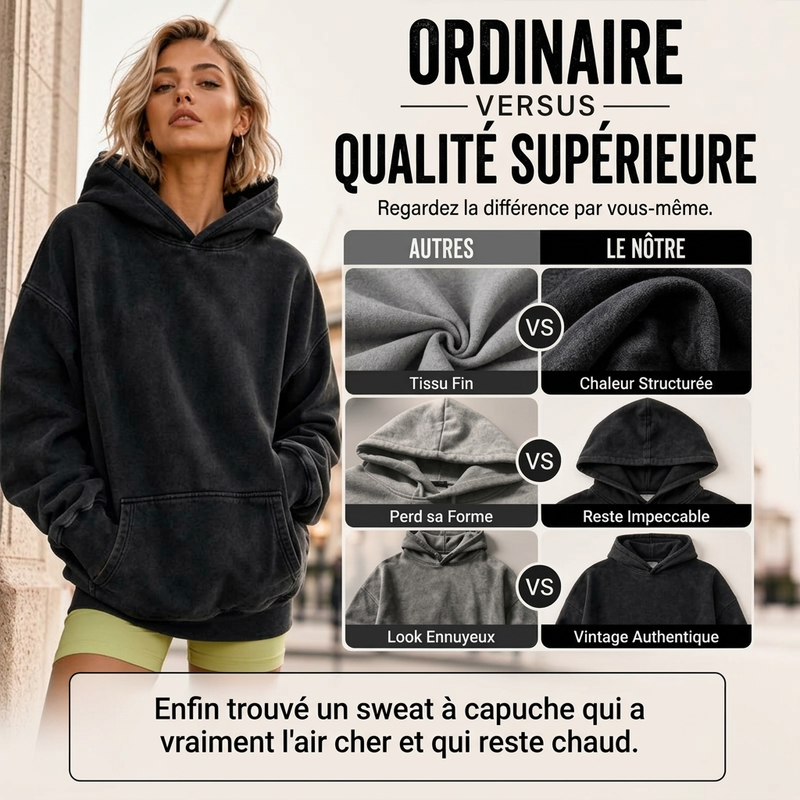 Sweat à capuche oversize unisexe à délavage acide, style décontracté
