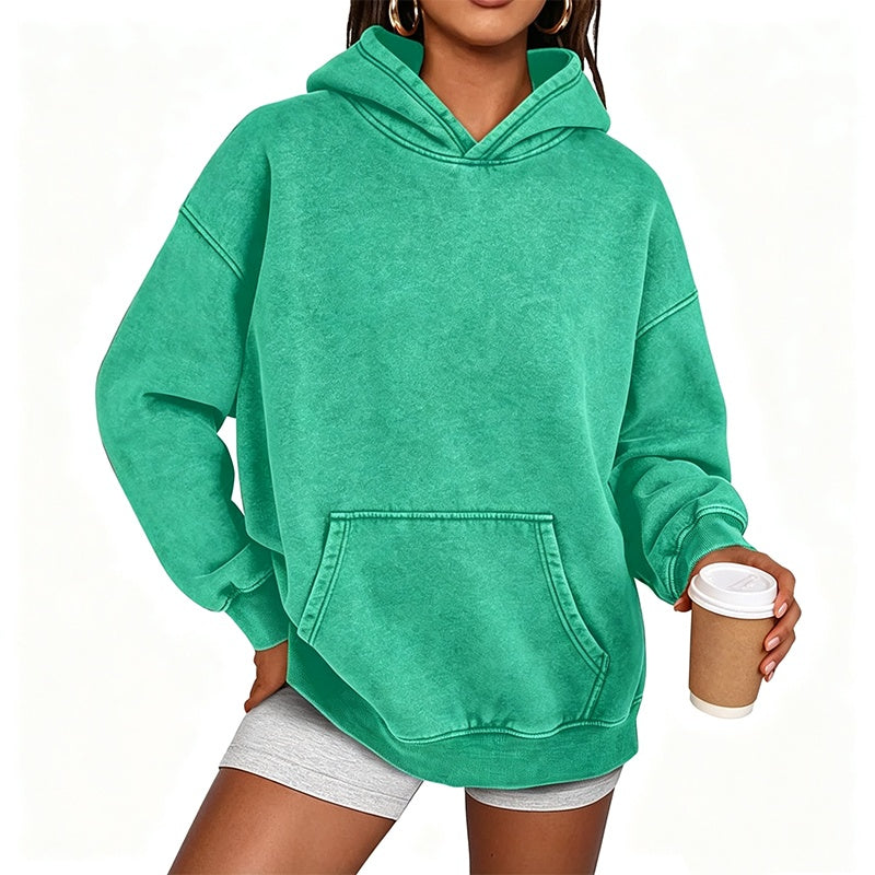 Sweat à capuche oversize unisexe à délavage acide, style décontracté