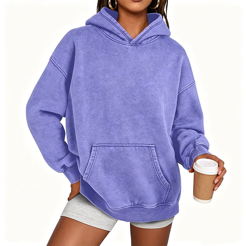 Sweat à capuche oversize unisexe à délavage acide, style décontracté