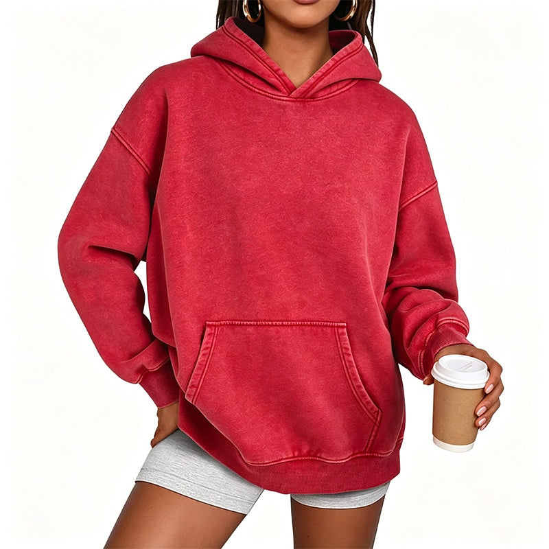 Sweat à capuche oversize unisexe à délavage acide, style décontracté
