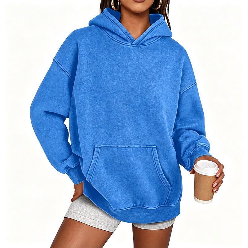 Sweat à capuche oversize unisexe à délavage acide, style décontracté