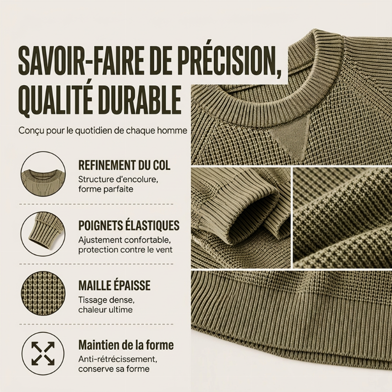 Haut en maille classique à col rond pour homme