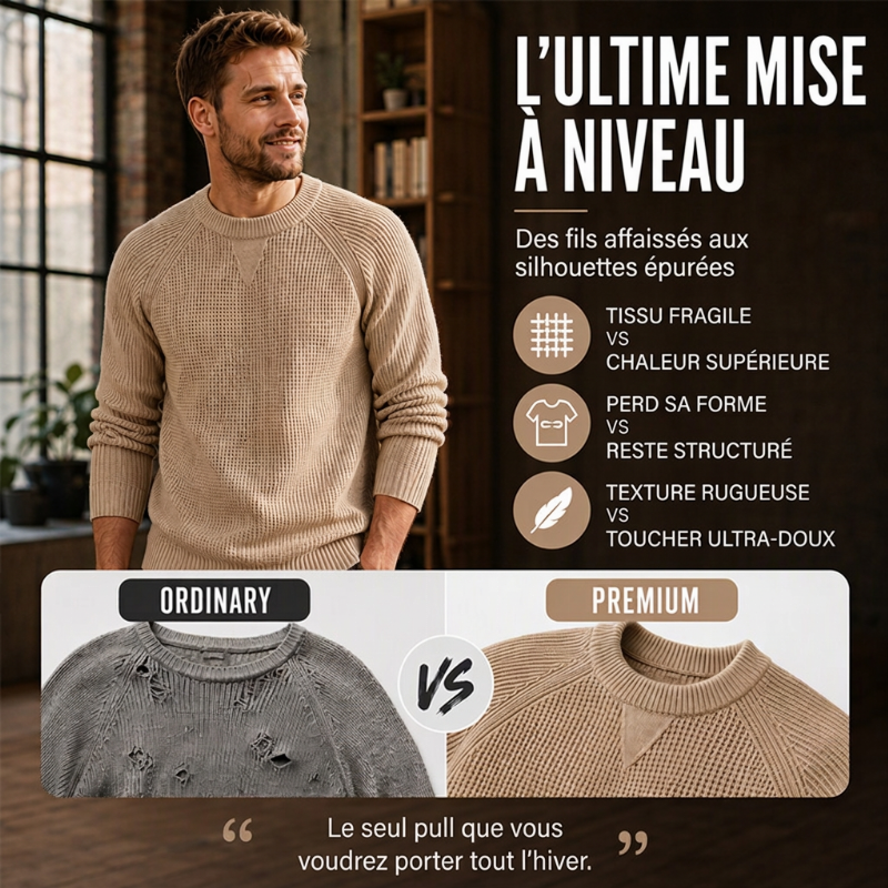 Haut en maille classique à col rond pour homme