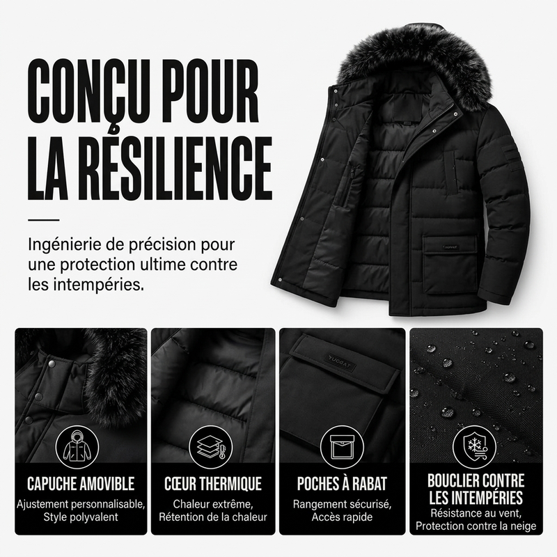 Veste d'hiver mi-longue pour homme, coupe-vent et thermique