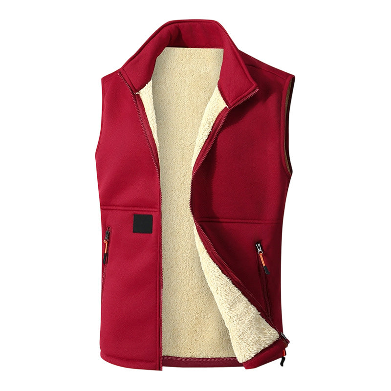 Gilet d'hiver unisexe doublé peluche et chaud