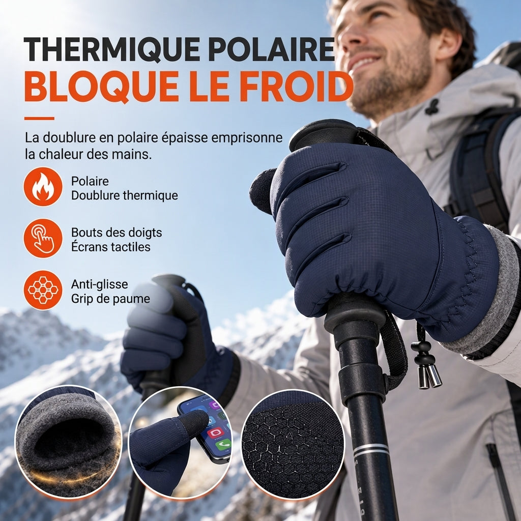 Gants thermiques d'hiver pour hommes et femmes, coupe-vent et résistant au froid, écran tactile antidérapants pour le cyclisme