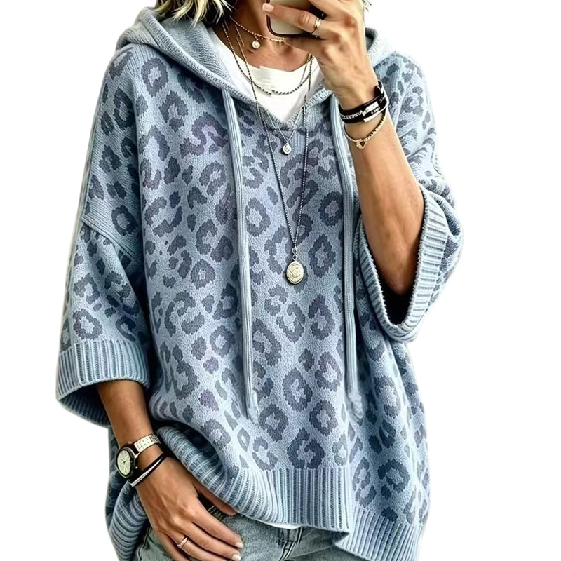 Pull à capuche en maille à imprimé léopard pour femme