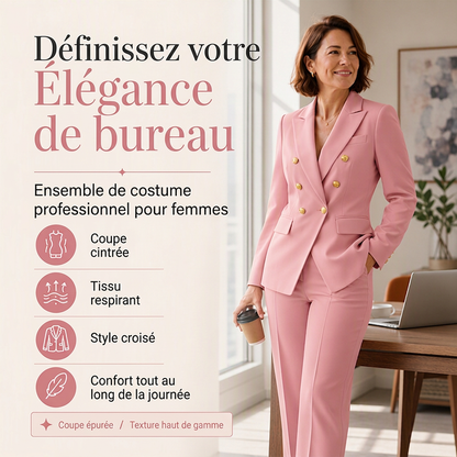 Ensemble blazer et pantalon élégant à double boutonnage pour femme