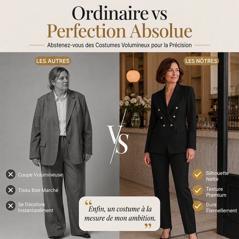 Ensemble blazer et pantalon élégant à double boutonnage pour femme